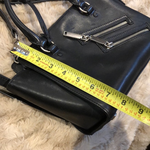 REBECCA MINKOFF Black Leather Two Top Handle Cross Body w Adjustable Strap - Picture 15 of 17